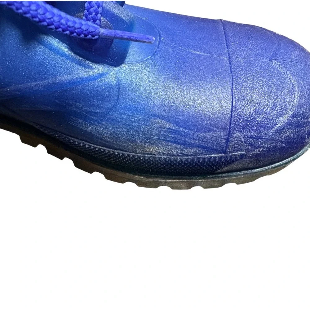 Ziv-Arit Rain Boots Mens 8 Blue Good‎ Vintage Lace Up Waterproof Jelly Lug Sole